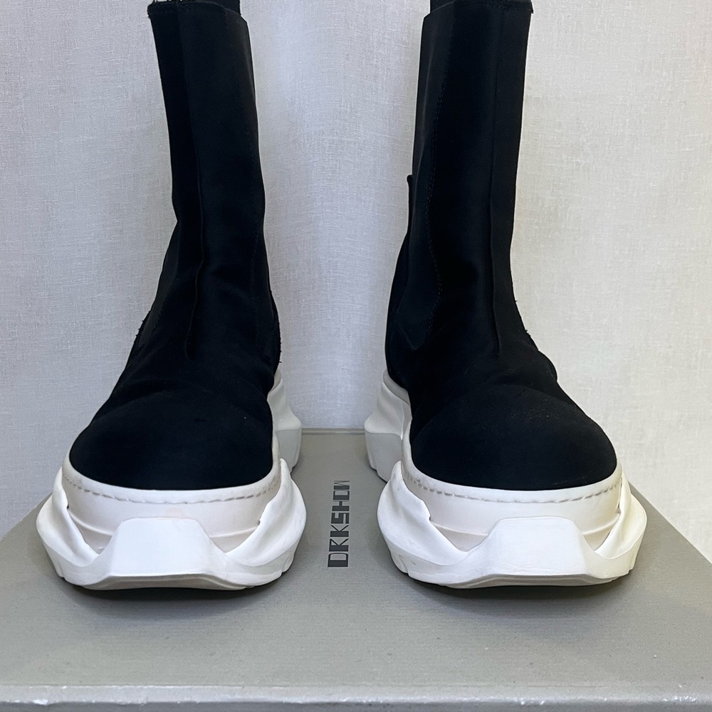 Rick Owens Men's DRKSHDW Beatle Abstract 911 Boots Black & Milk Sz41